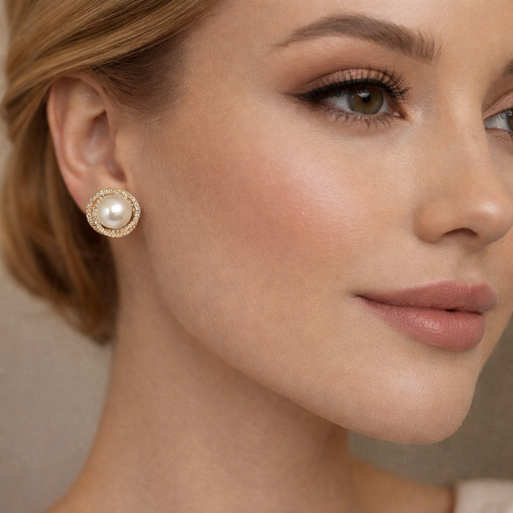 Classic Pearl Halo Stud Earrings ✨B2F1