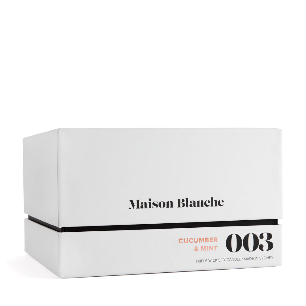 🥒 003 Cucumber & Mint Deluxe Candle – Maison Blanche 🌿🕯️✨ - Bright, clean, energising
