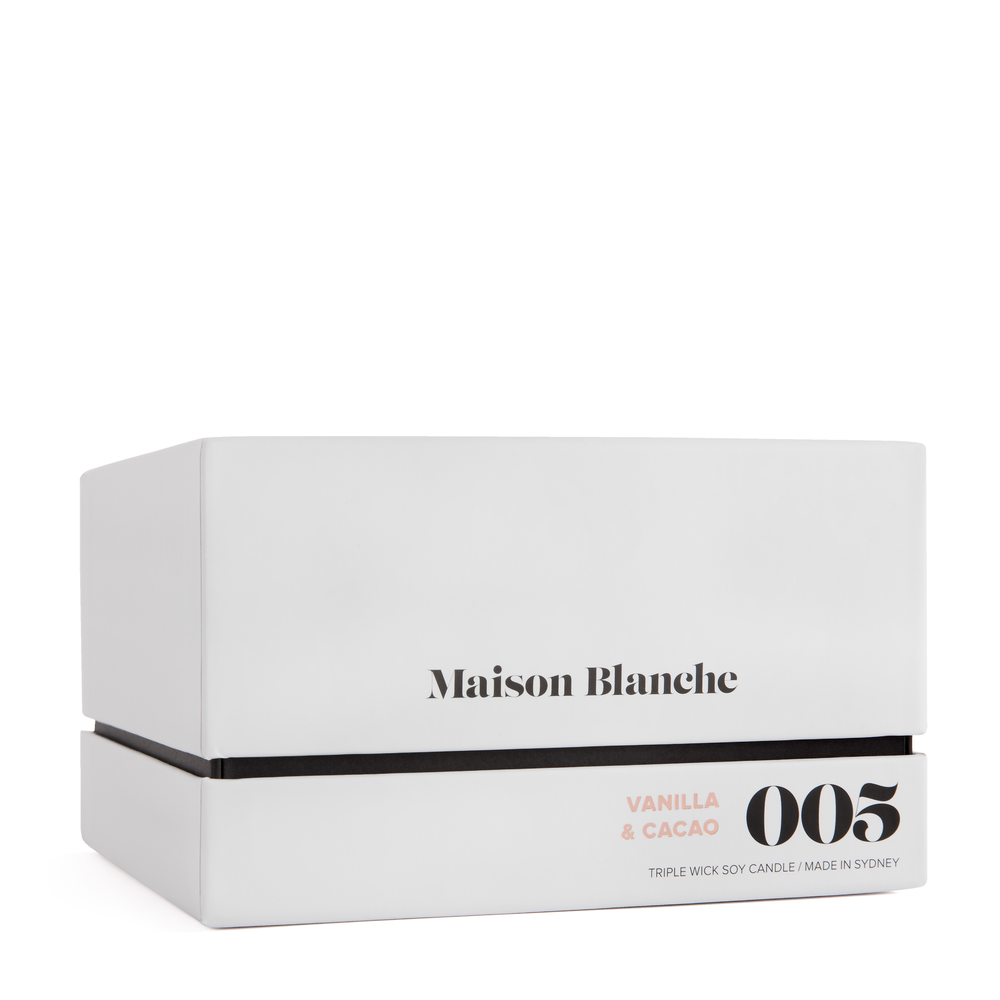 🍫 005 Vanilla & Cacao Deluxe Candle – Maison Blanche ✨🕯️🤎 Decadent, comforting, irresistibly sweet