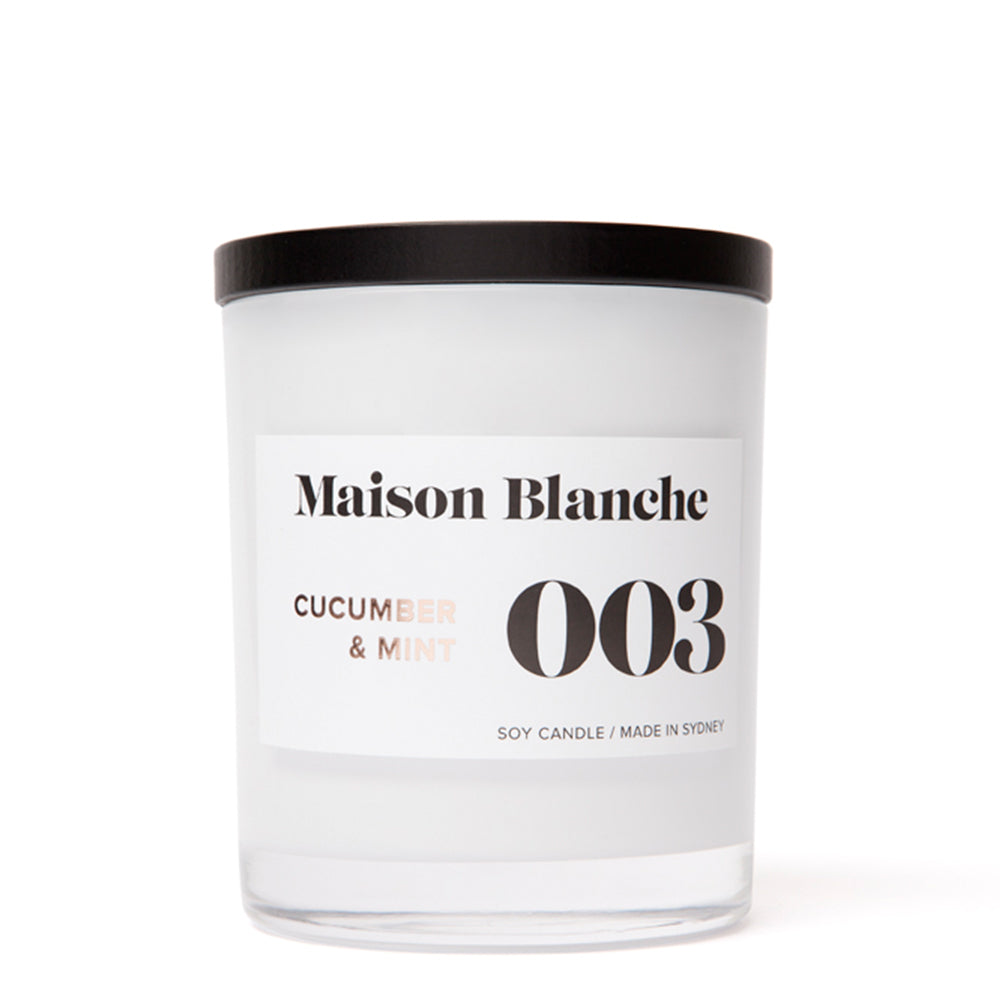 🥒 003 Cucumber & Mint Large Candle – Maison Blanche 🌿🕯️✨ - Bright, clean, energising