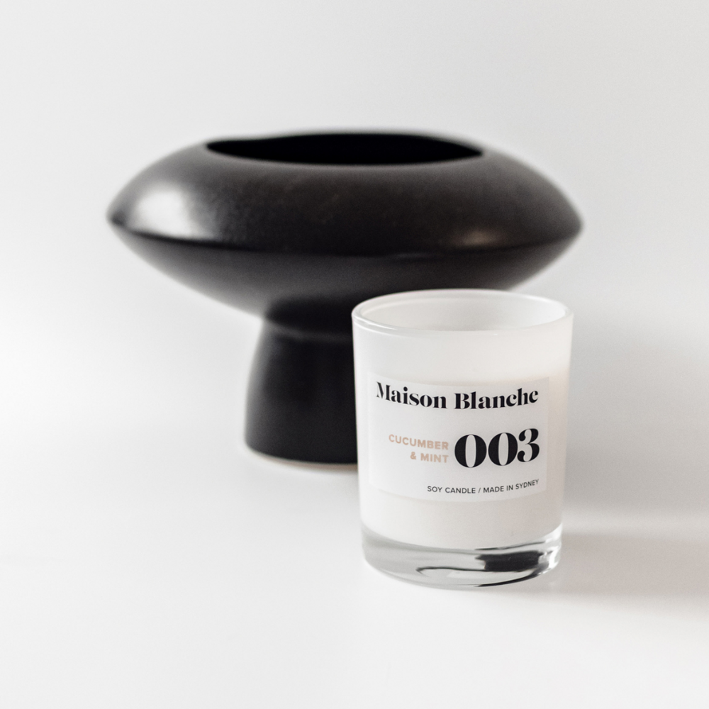 🥒 003 Cucumber & Mint Large Candle – Maison Blanche 🌿🕯️✨ - Bright, clean, energising