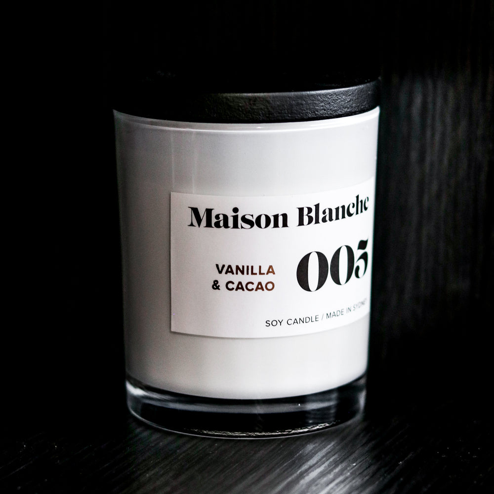 🍫 005 Vanilla & Cacao Large Candle – Maison Blanche ✨🕯️🤎 Decadent, comforting, irresistibly sweet