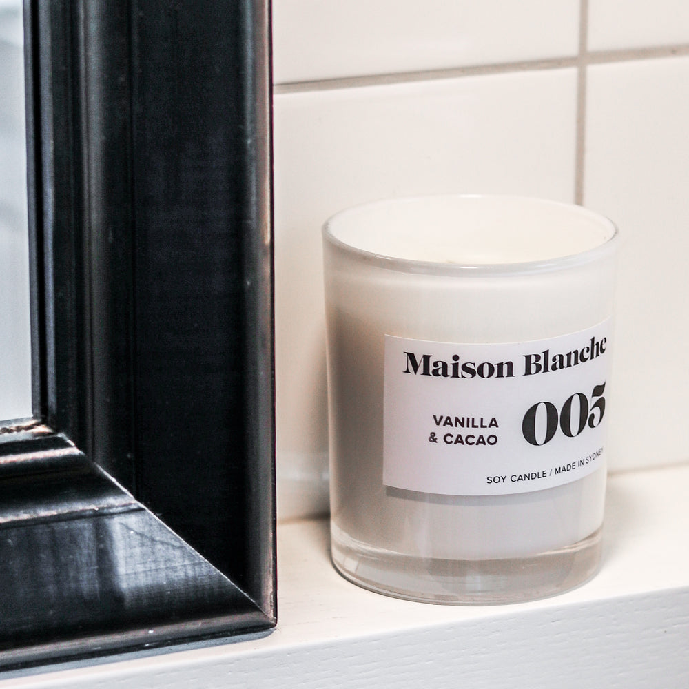 🍫 005 Vanilla & Cacao Large Candle – Maison Blanche ✨🕯️🤎 Decadent, comforting, irresistibly sweet