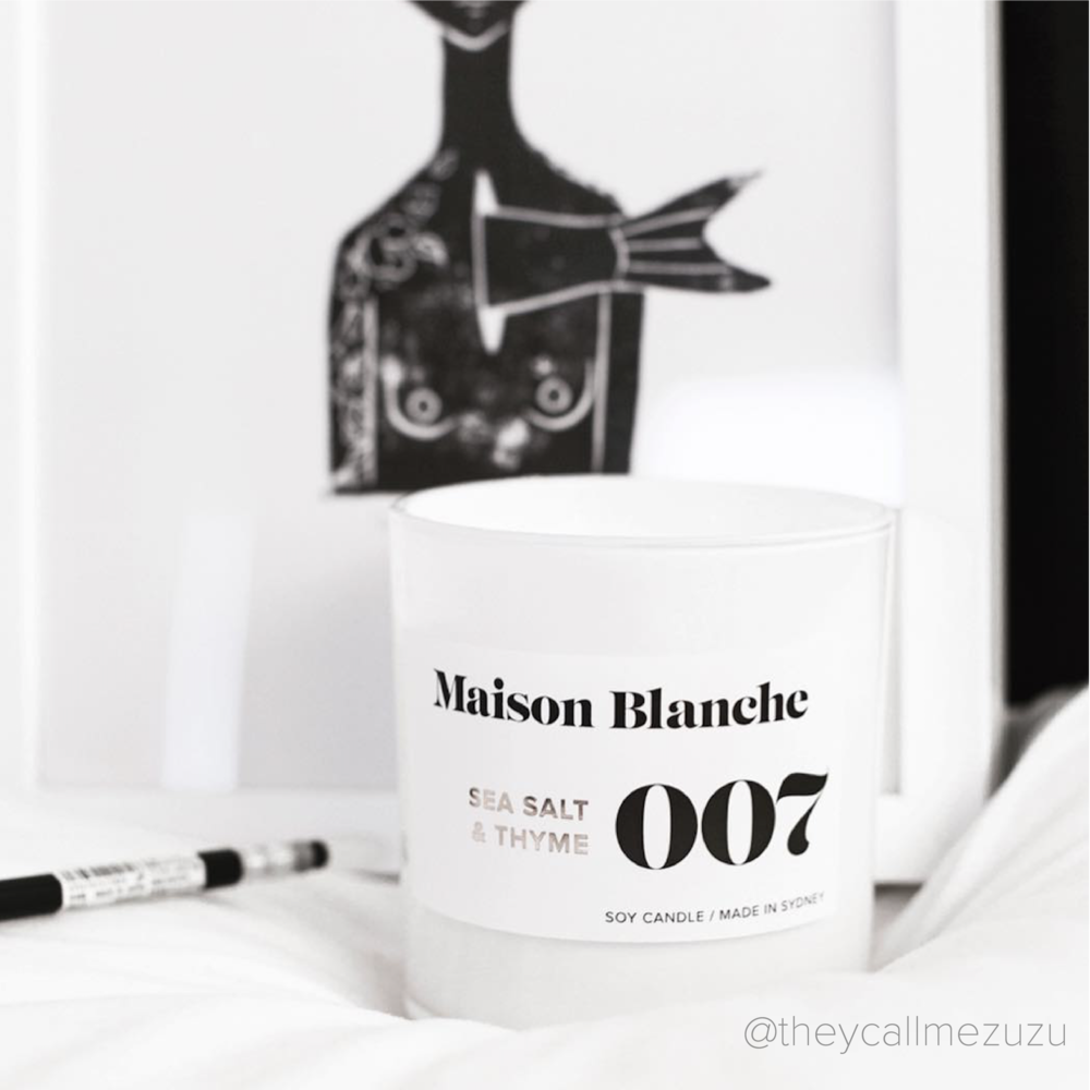 🌊 007 Sea Salt & Thyme LARGE Candle Maison Blanche 🕯️✨🌿- Fresh, earthy, energising