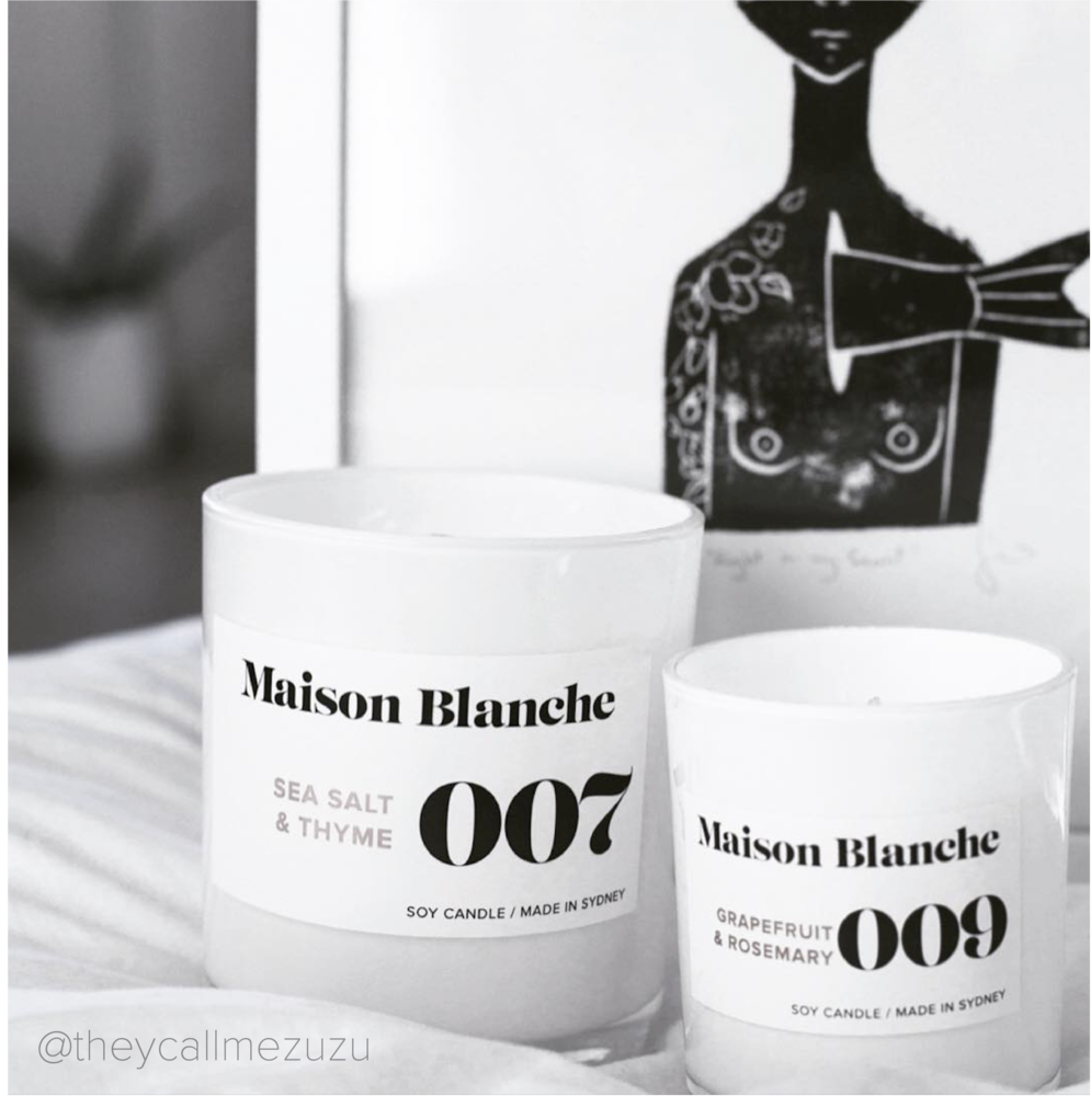 🌊 007 Sea Salt & Thyme LARGE Candle Maison Blanche 🕯️✨🌿- Fresh, earthy, energising