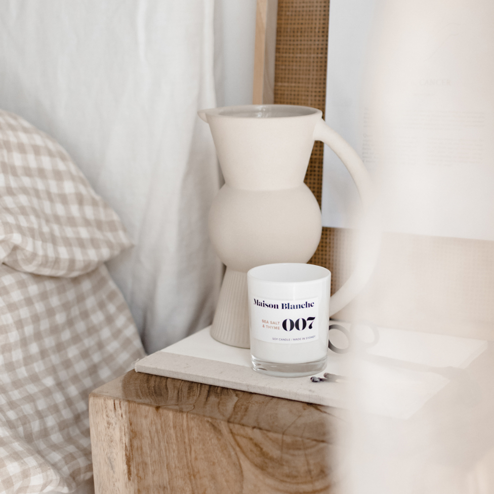 🌊 007 Sea Salt & Thyme Medium Candle Maison Blanche 🕯️✨🌿- Fresh, earthy, energising