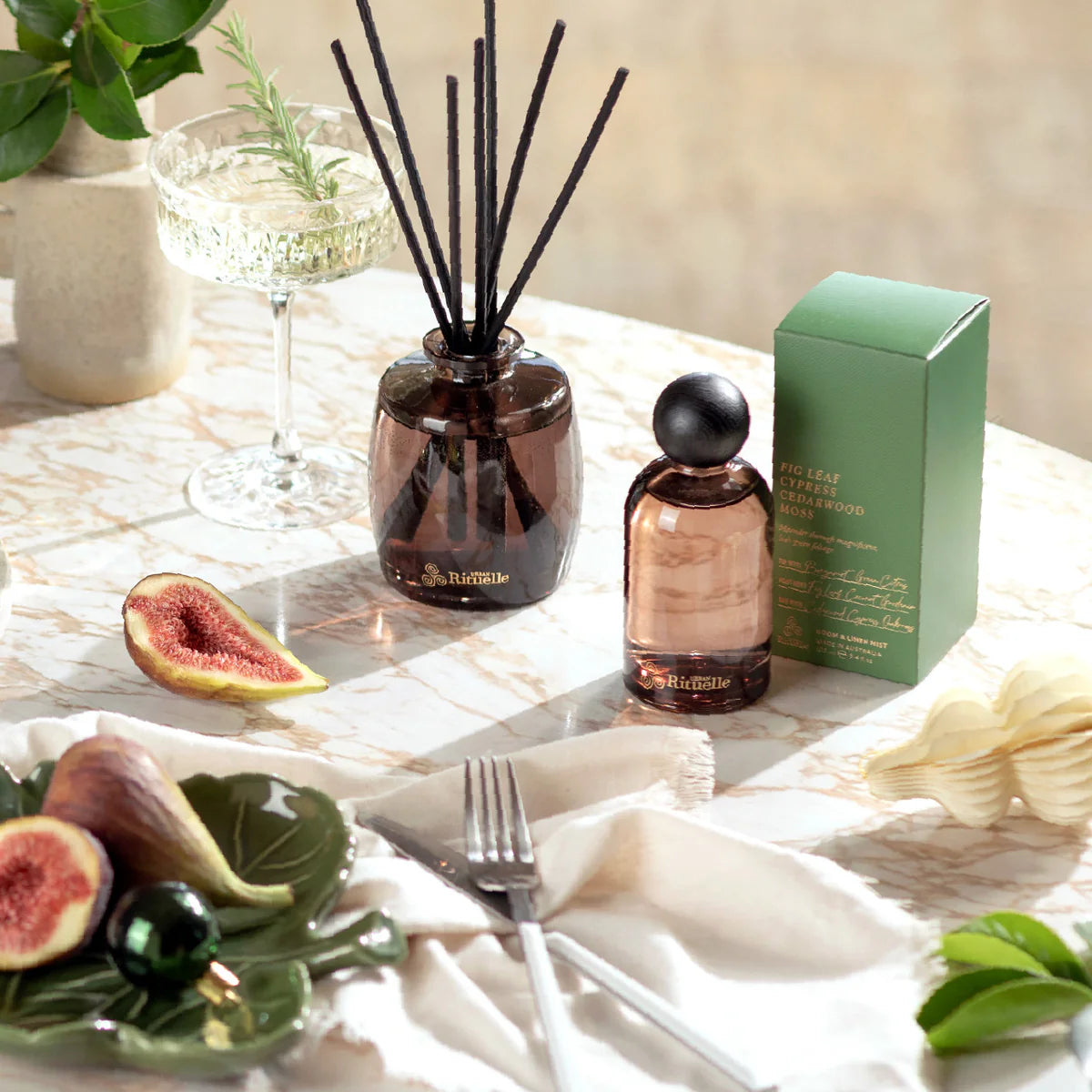 Fig Leaf, Cypress, Cedarwood & Moss Fragrance Diffuser Set (220ml) By Urban Rituelle 🌿🪵- fresh, green