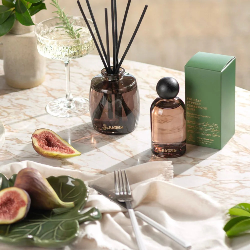 Fig Leaf, Cypress, Cedarwood & Moss Fragrance Diffuser Set (220ml) By Urban Rituelle 🌿🪵- fresh, green