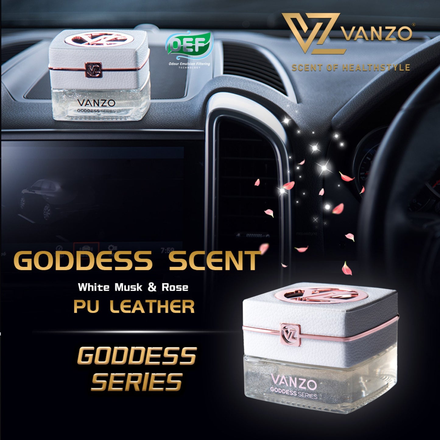 🌹 White Musk & Rose 2266 VANZO Goddess Series Car  ✨🚗💖 - Soft, sensual, floral