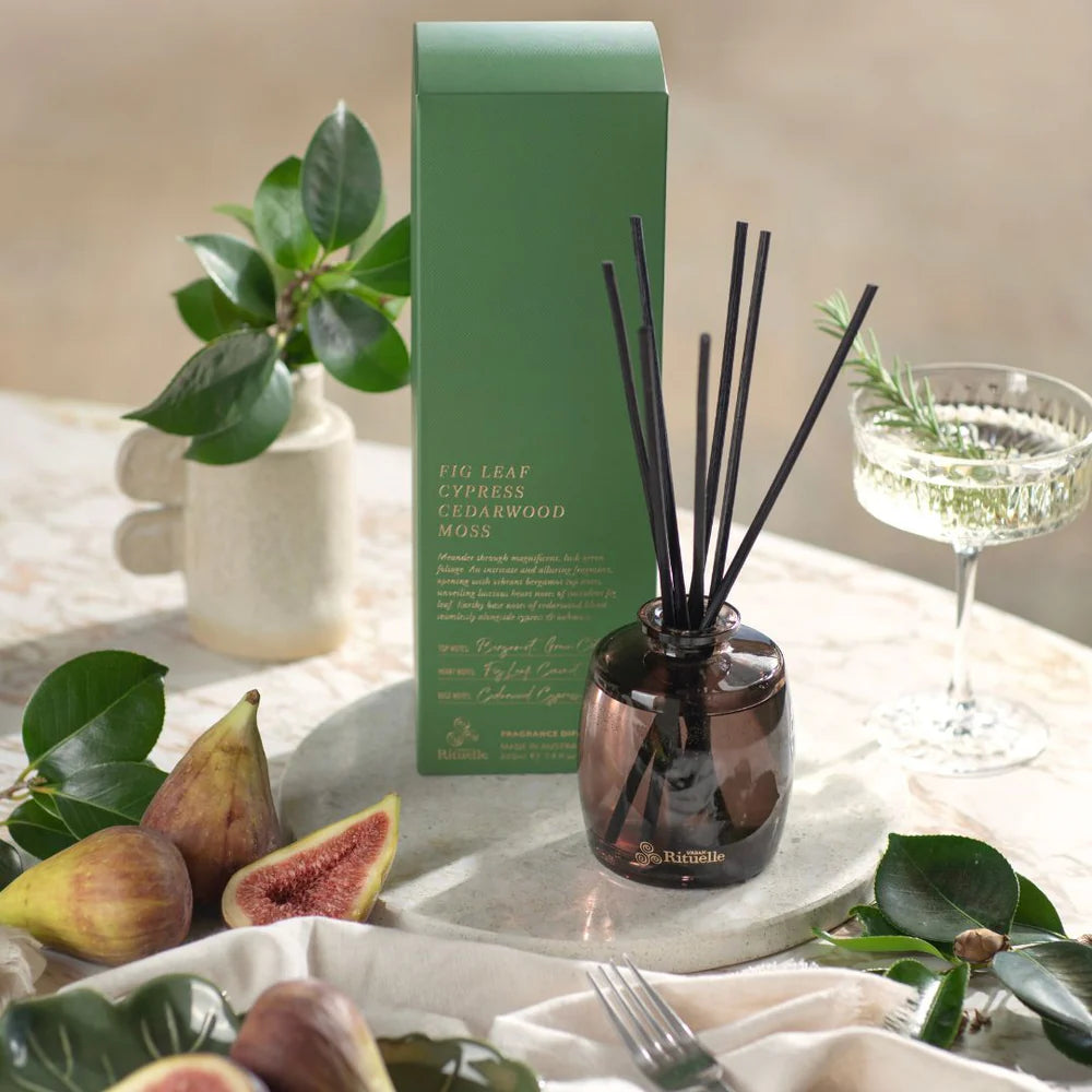 Fig Leaf, Cypress, Cedarwood & Moss Fragrance Diffuser Set (220ml) By Urban Rituelle 🌿🪵- fresh, green