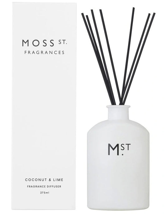 🥥 Coconut & Lime 275ml Fragrance Diffuser – Moss St. Fragrances 🍋🌴✨ - Zesty, creamy