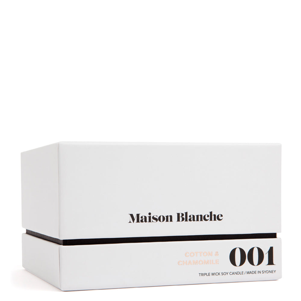 🌿 001 Cotton & Chamomile Deluxe Candle Maison Blanche 🕯️✨ - Fresh, airy, calming