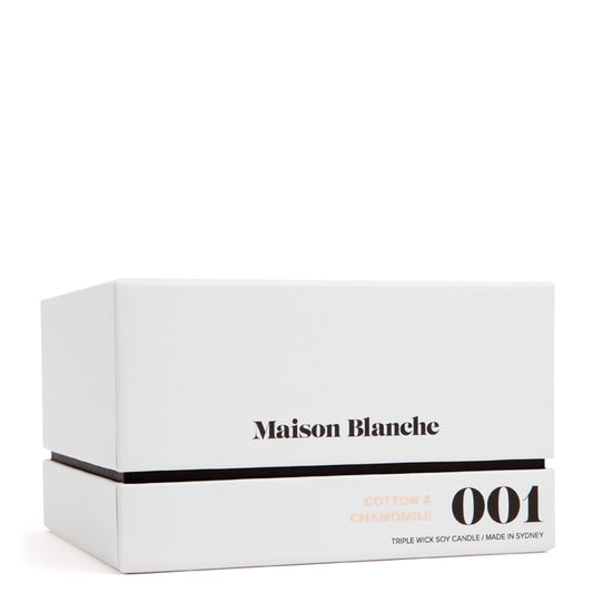 🌿 001 Cotton & Chamomile Deluxe Candle Maison Blanche 🕯️✨ - Fresh, airy, calming