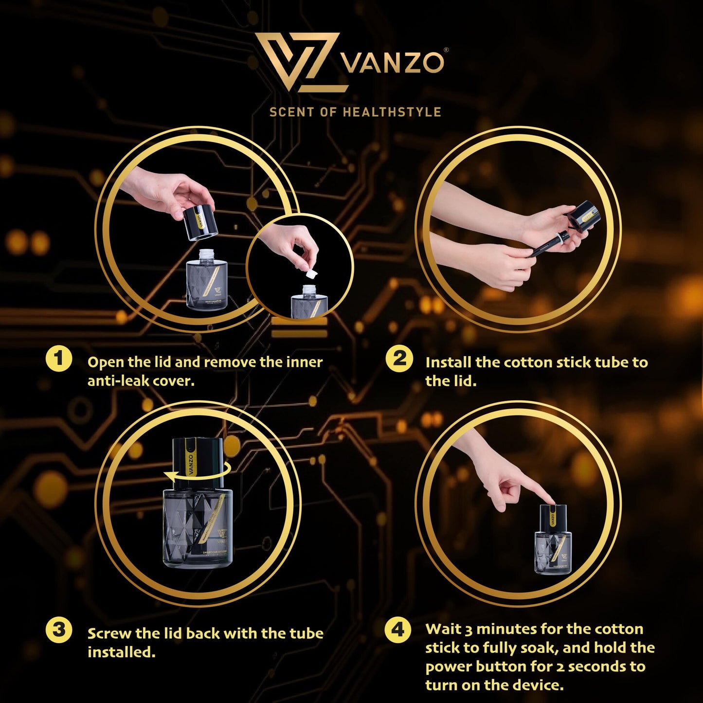 🌸 Classic Blossom (120ML) VANZO Smart Car Diffuser 🚗✨ - Elegant, airy