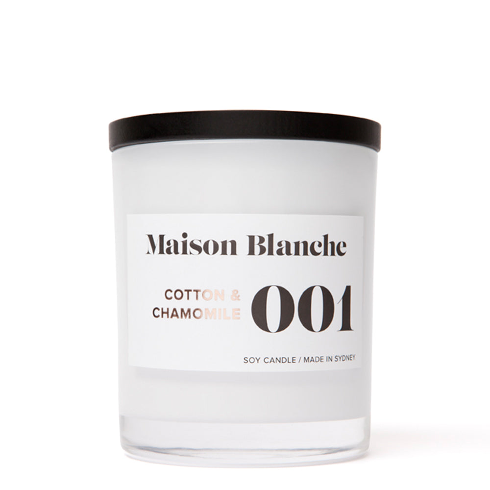 🌿 001 Cotton & Chamomile Large Candle Maison Blanche 🕯️✨ - Fresh, airy, calming