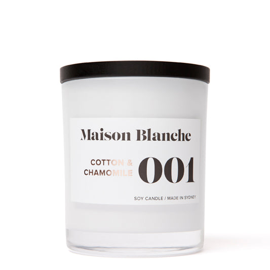 🌿 001 Cotton & Chamomile Large Candle Maison Blanche 🕯️✨ - Fresh, airy, calming