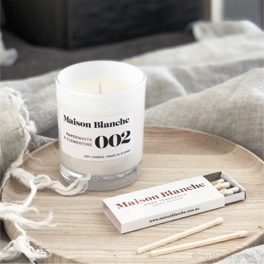 🍊 002 Paperwhite & Clementine Large Candle Maison Blanche ✨🕯️🌼 - Luminous, floral, citrusy