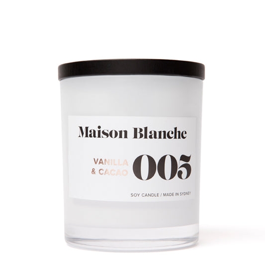 🍫 005 Vanilla & Cacao Medium Candle – Maison Blanche ✨🕯️🤎 Decadent, comforting, irresistibly sweet