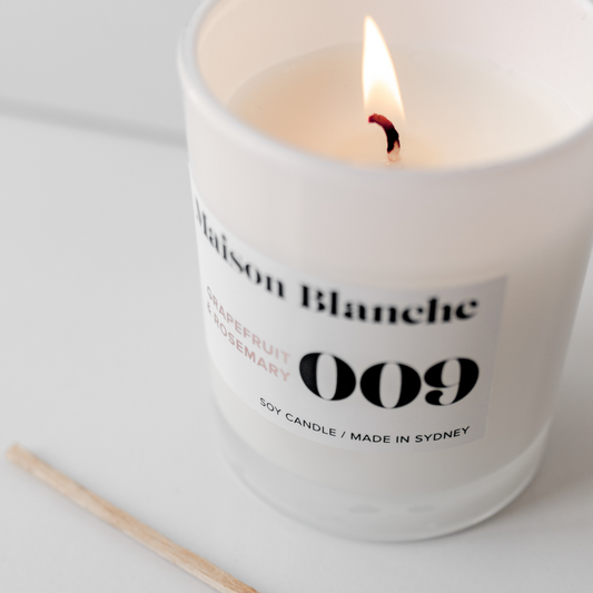 🍊 009 Grapefruit & Rosemary Large Candle Maison Blanche 🌿🕯️✨ - Fresh, citrusy, aromatic