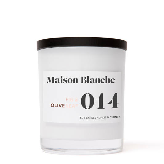🍃 014 Fig & Olive Leaf Medium Candle Maison Blanche 🕯️✨🌿 – Earthy, fresh, subtly sweet