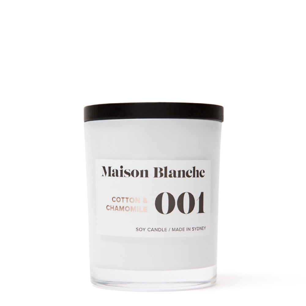 🌿 001 Cotton & Chamomile Medium Candle Maison Blanche 🕯️✨ - Fresh, airy, calming