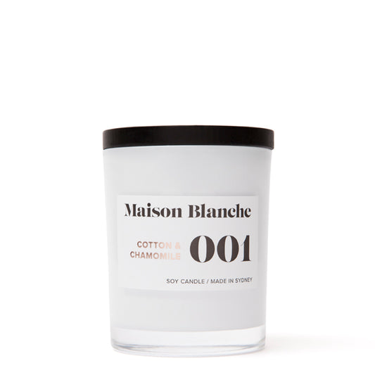🌿 001 Cotton & Chamomile Medium Candle Maison Blanche 🕯️✨ - Fresh, airy, calming
