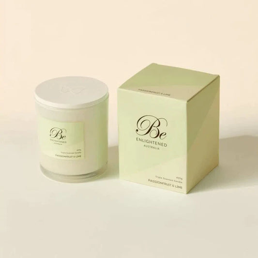 🍈 Passionfruit & Lime Triple Scented Candle 420g by Be Enlightened ✨🕯️🍋 -  Fruity, tangy, tropical