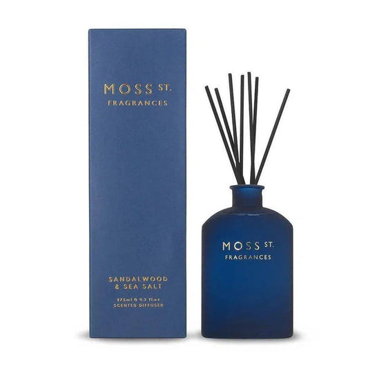 🌊 Sandalwood & Sea Salt 275ml Reed Diffuser Moss St. Fragrances🪵🌿- Fresh, earthy, calming