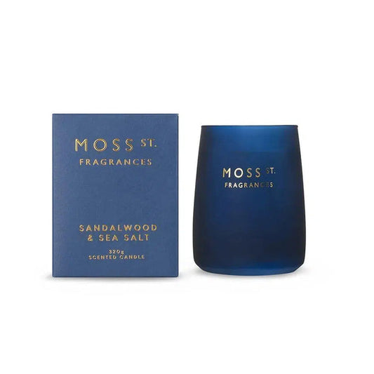 🌊Sandalwood & Sea Salt 320g Soy Candle Moss St. Fragrances 🪵🕯️- Coastal, clean, calming