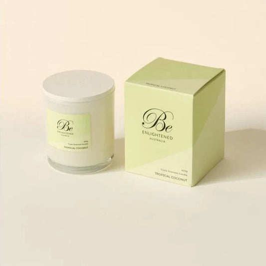 🥥 Tropical Coconut Triple Scented Candle – Be Enlightened 🌴✨🕯️- Creamy, exotic, soothing