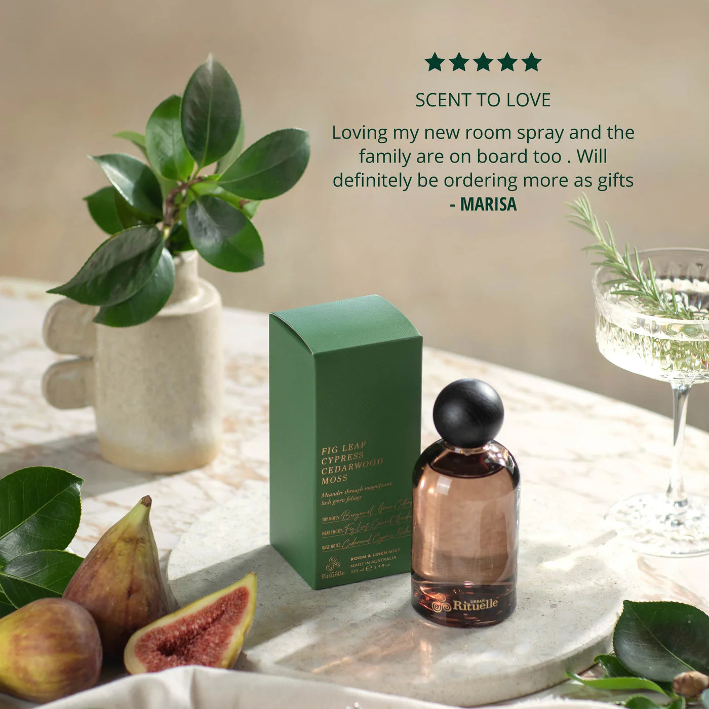 🌿 Fig Leaf, Cypress, Cedarwood & Moss – Room & Linen Mist (100ml) by Urban Rituelle