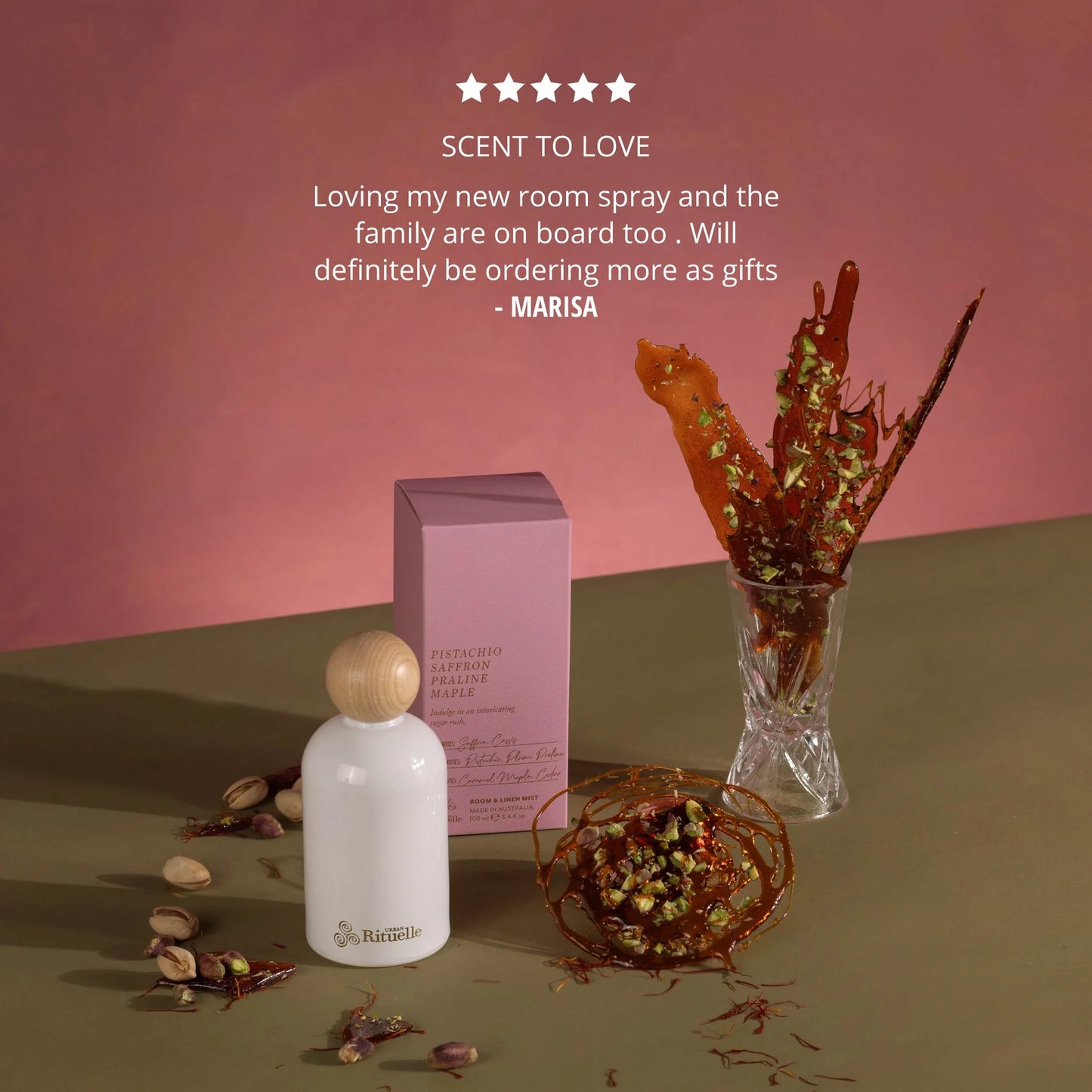 🥜 Pistachio, Saffron, Praline & Maple – Room & Linen Mist (100ml) by Urban Rituelle