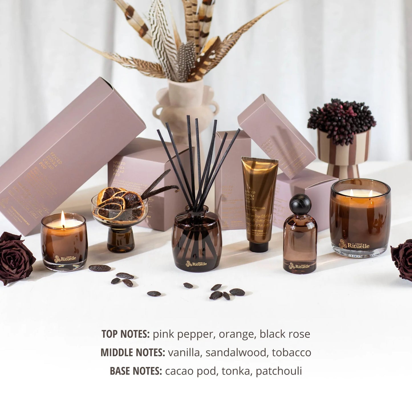 🍫 Spiced Tonka & Cacao Pod – Scented Soy Candle (400g) By Urban Rituelle 🪵🍫🔥 - smooth, deep