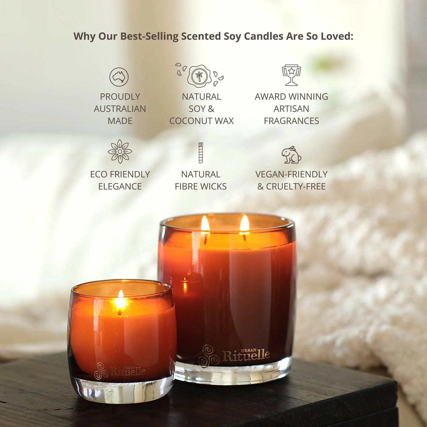 🍊 Mandarin, Basil & Lime – Scented Soy Candle (400g) - Urban Rituelle 🌉 - Zesty, Sweet