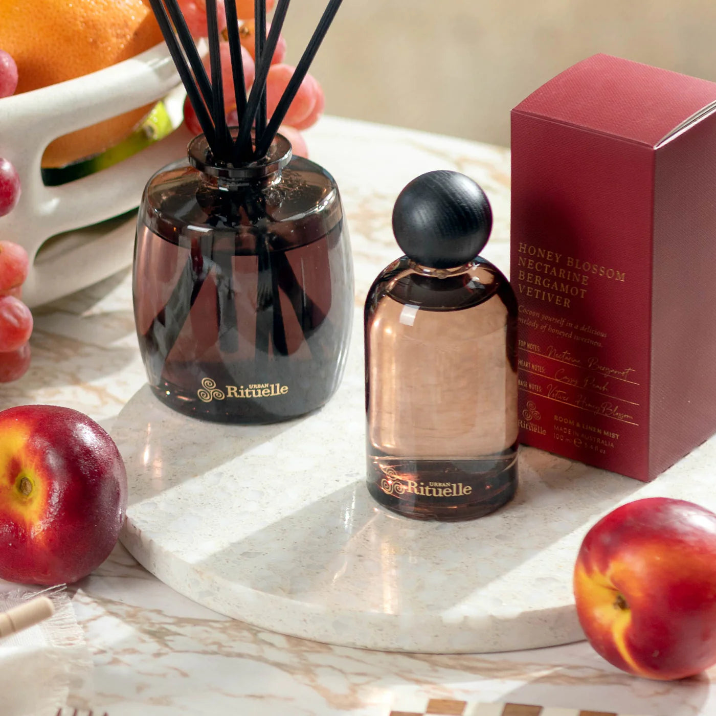 🍑 Nectarine, Honey Blossom, Bergamot & Vetiver – Room & Linen Mist (100ml) by Urban Rituelle