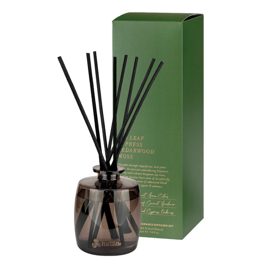 Fig Leaf, Cypress, Cedarwood & Moss Fragrance Diffuser Set (220ml) By Urban Rituelle 🌿🪵- fresh, green