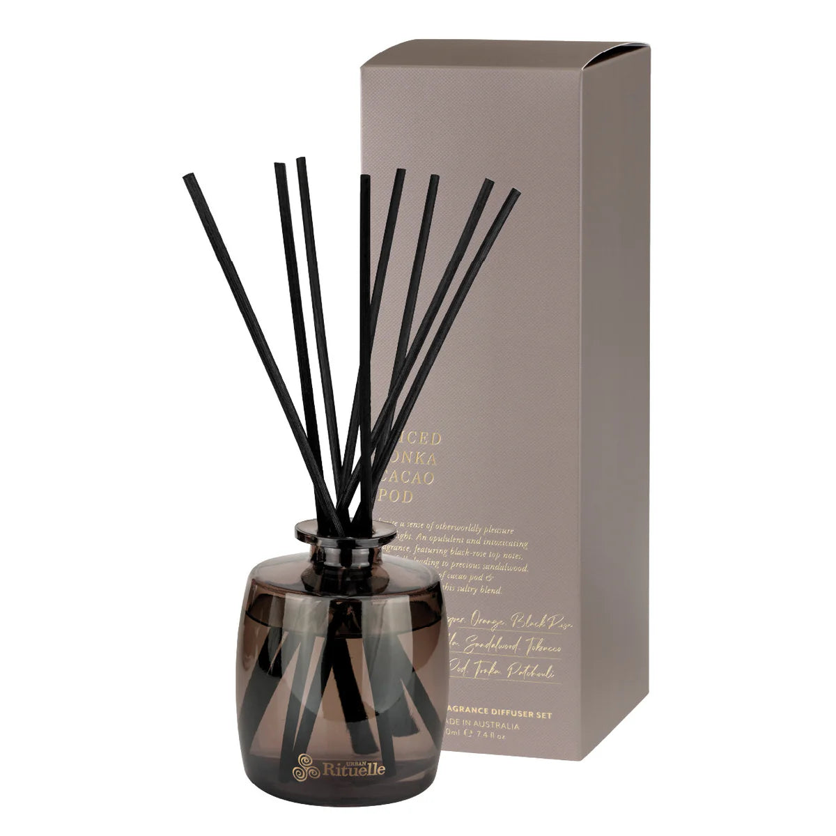 🍫 Spiced Tonka & Cacao Pod Fragrance Diffuser Set (220ml) By Urban Rituelle - Warmth. Depth. Delicious comfort. 🔥