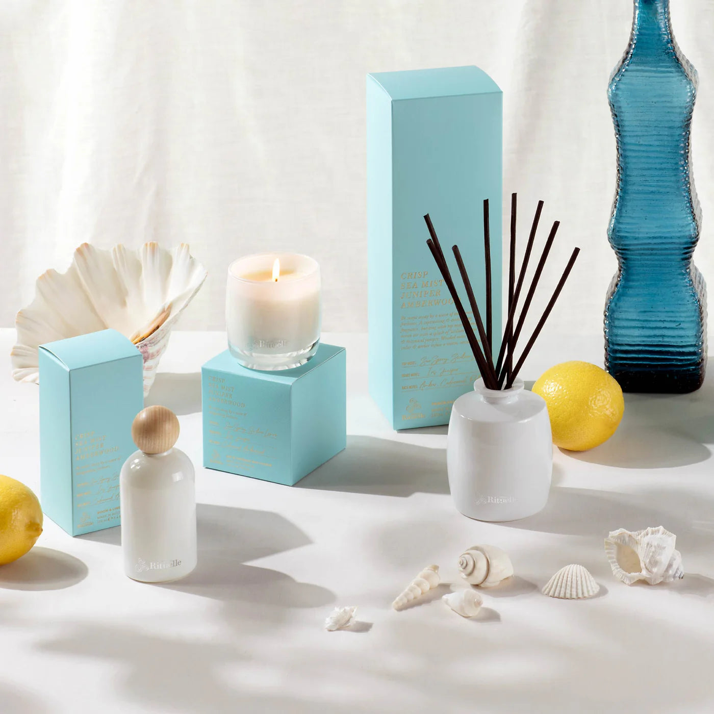🌊 Crisp Sea Mist, Juniper & Amberwood Fragrance Diffuser Set (220ml) By Urban Rituelle 🌿🪵 - cool, grounding