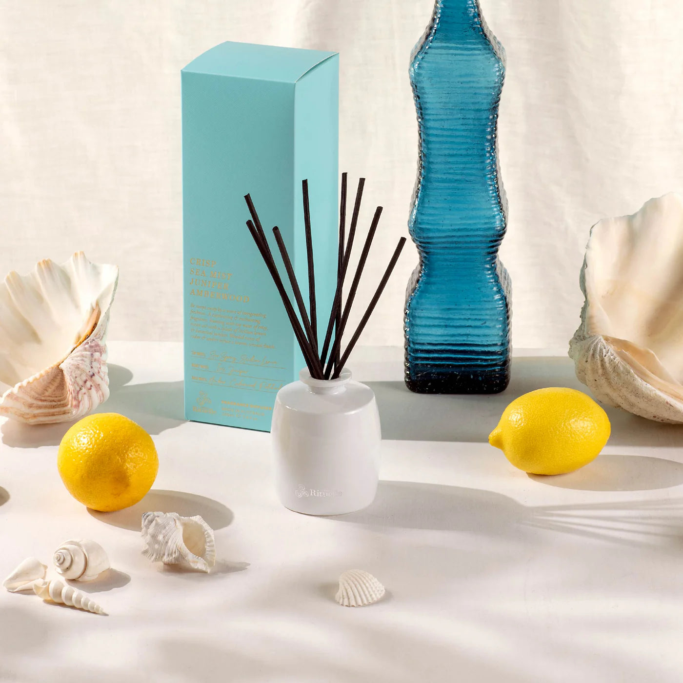 🌊 Crisp Sea Mist, Juniper & Amberwood Fragrance Diffuser Set (220ml) By Urban Rituelle 🌿🪵 - cool, grounding