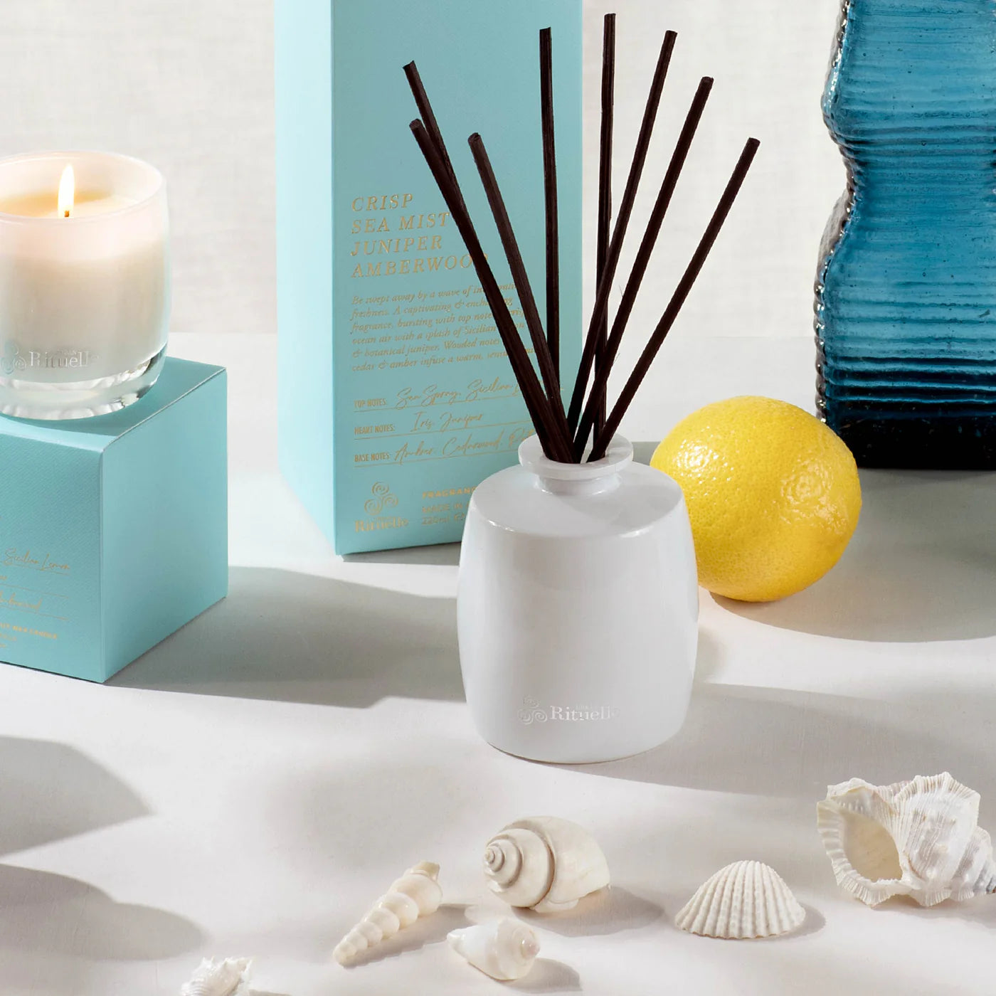 🌊 Crisp Sea Mist, Juniper & Amberwood Fragrance Diffuser Set (220ml) By Urban Rituelle 🌿🪵 - cool, grounding