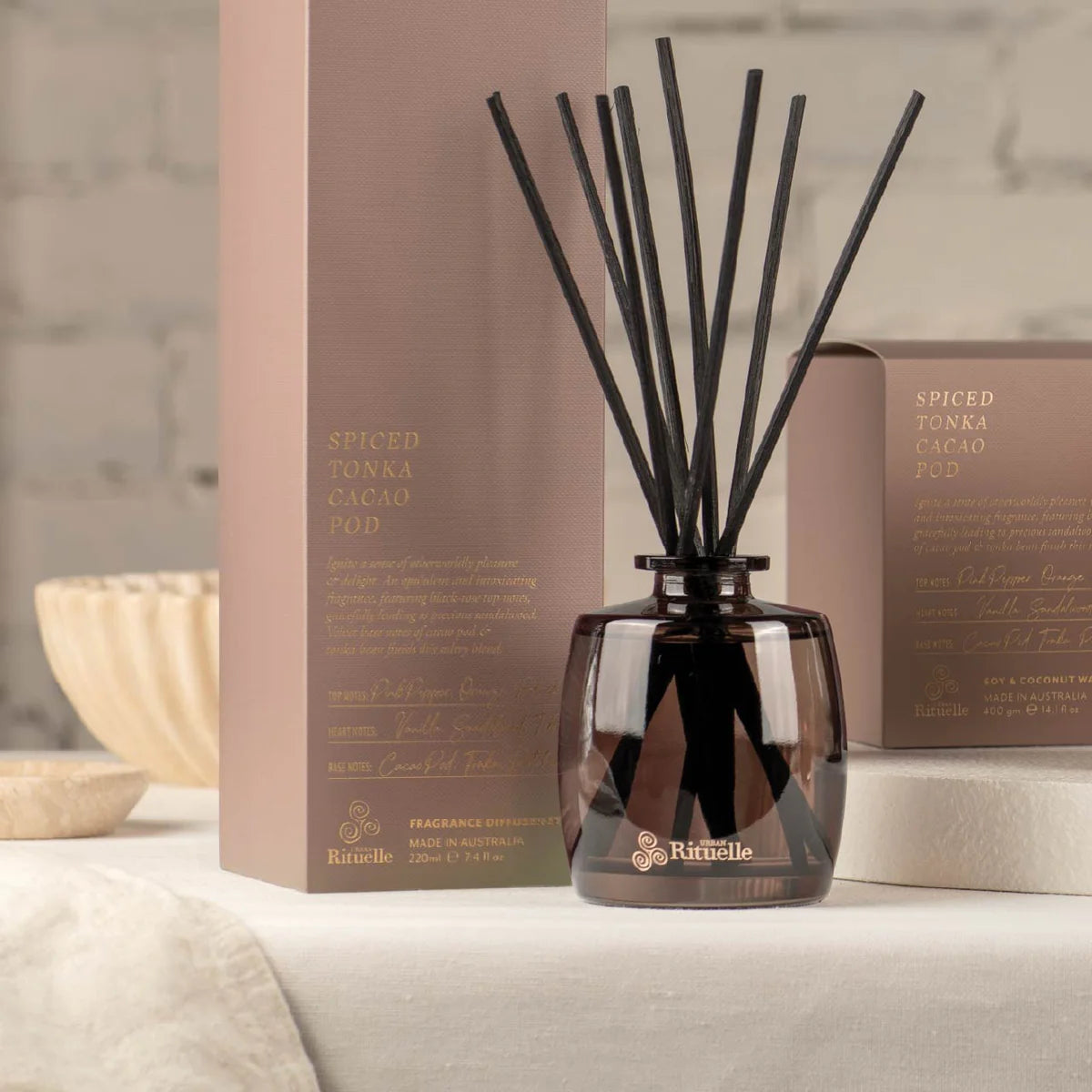 🍫 Spiced Tonka & Cacao Pod Fragrance Diffuser Set (220ml) By Urban Rituelle - Warmth. Depth. Delicious comfort. 🔥
