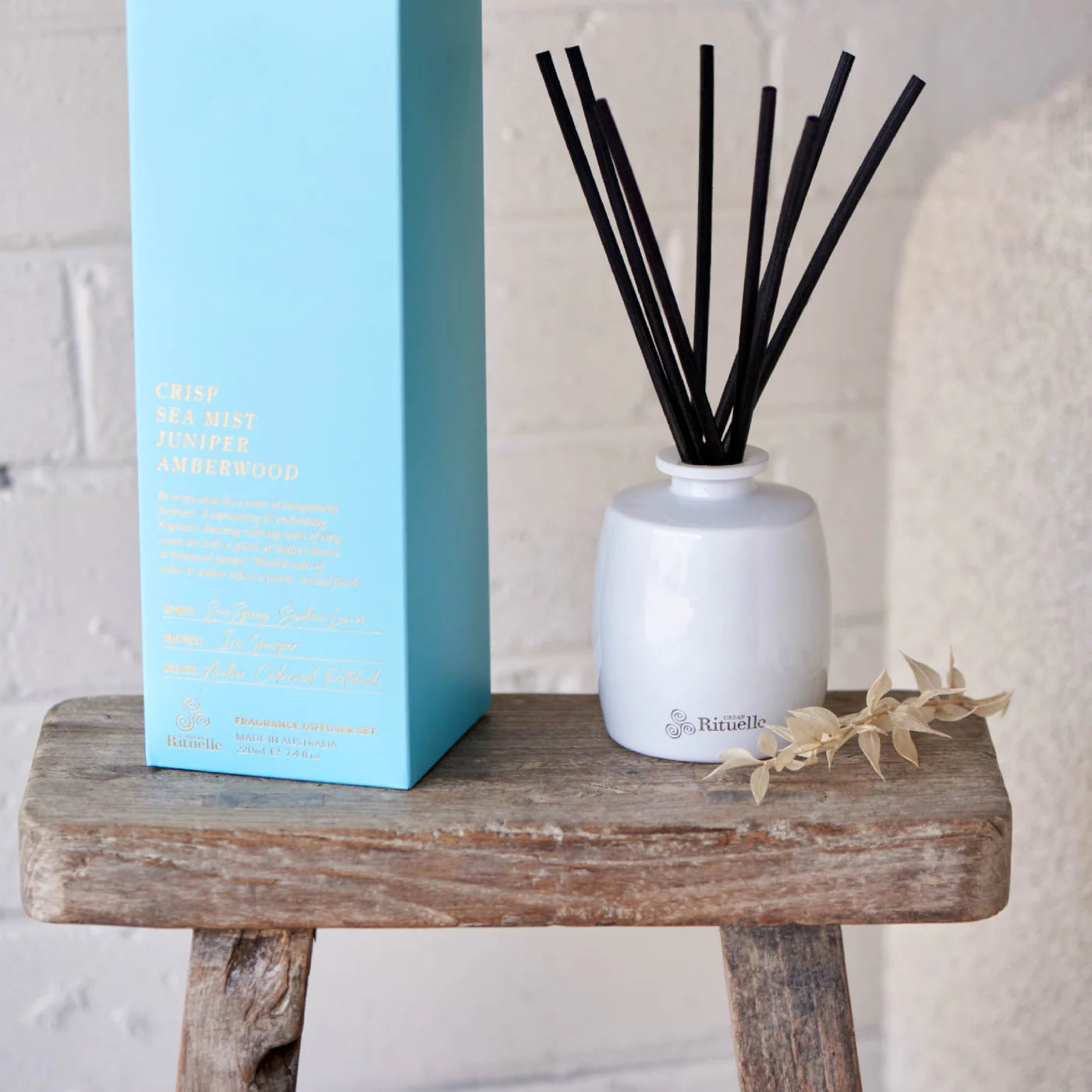 🌊 Crisp Sea Mist, Juniper & Amberwood Fragrance Diffuser Set (220ml) By Urban Rituelle 🌿🪵 - cool, grounding