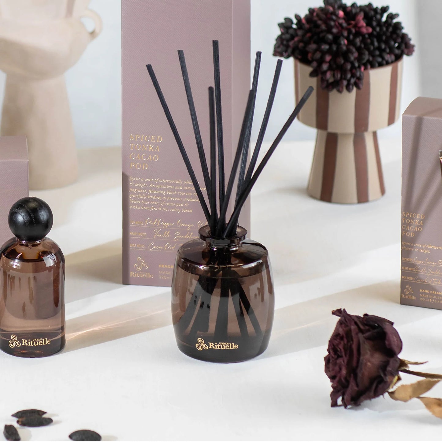 🍫 Spiced Tonka & Cacao Pod Fragrance Diffuser Set (220ml) By Urban Rituelle - Warmth. Depth. Delicious comfort. 🔥