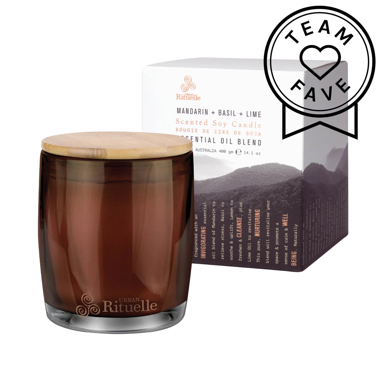 🍊 Mandarin, Basil & Lime – Scented Soy Candle (400g) - Urban Rituelle 🌉 - Zesty, Sweet