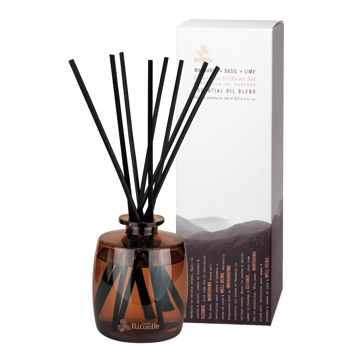 🍊 Mandarin, Basil & Lime – Fragrance Diffuser Set (220ml) Urban Rituelle 🌿🍋 - sweet, uplifting
