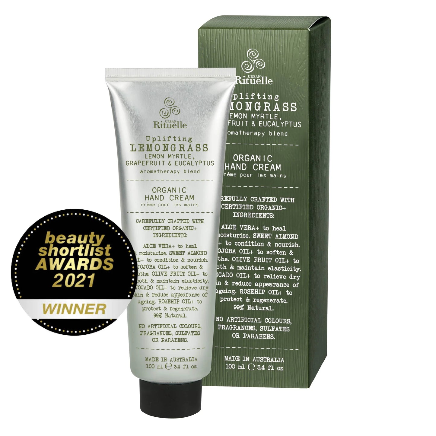 🍋 Lemongrass, Lemon Myrtle, Grapefruit & Eucalyptus – Organic Hand Cream (100ml) By Urban Rituelle