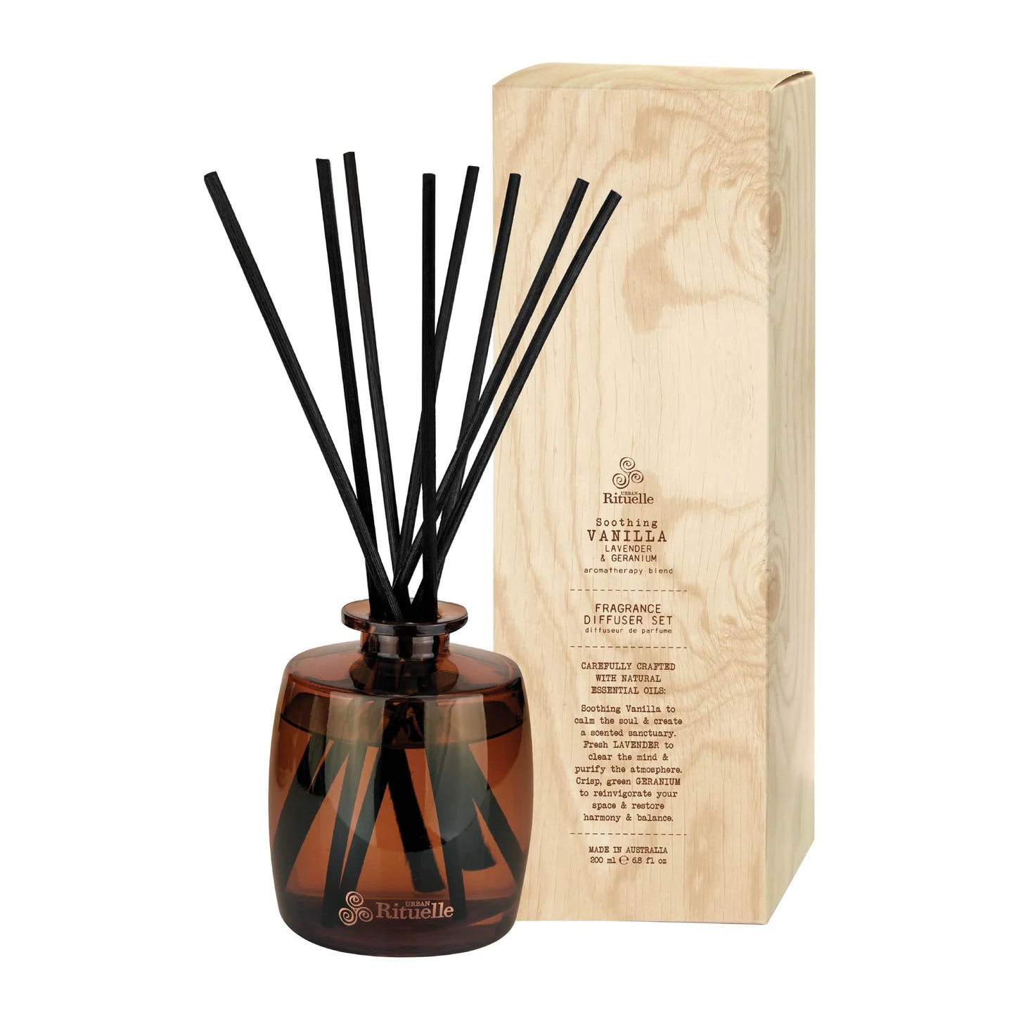 💜 Vanilla, Lavender & Geranium Fragrance Diffuser Set (220ml) By Urban Rituelle 🌺🍦 - floral, smoothing