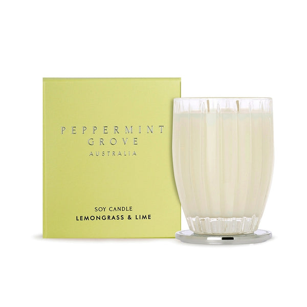 Lemongrass & Lime Soy Candle 370g - Peppermint Grove 🍋🌿🕯️- Zesty, herbal, energising
